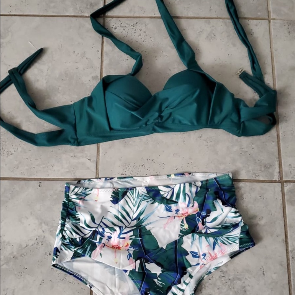 Sexy Leaf Print Push Up Bikinis Set Swimwear - Picture 2 of 2